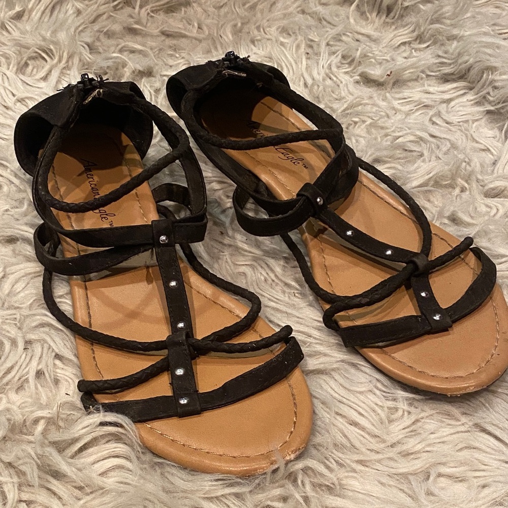 American Eagle Outfitters Black Strappy Sandals